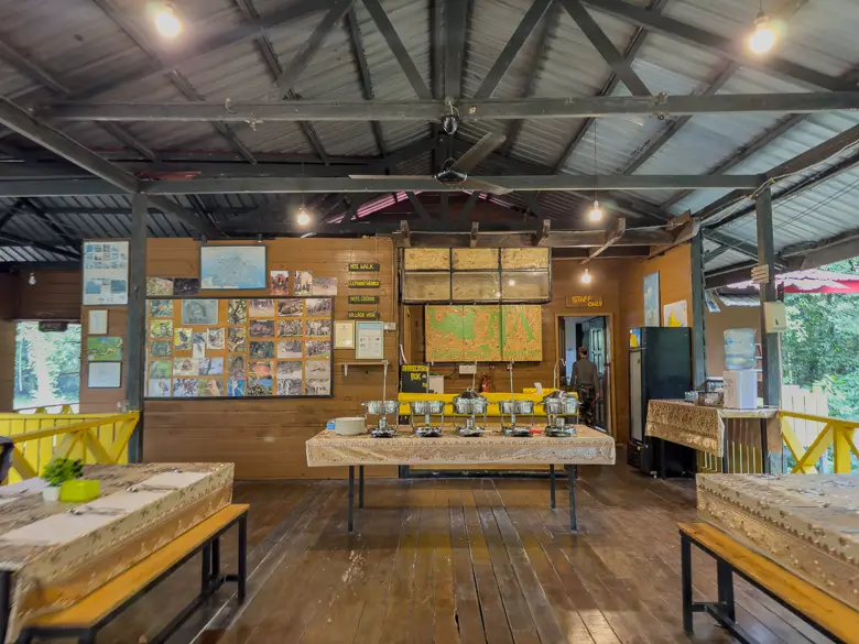 The dining hall at Borneo Jungle Adventure, where we stayed along the Kinabatangan River